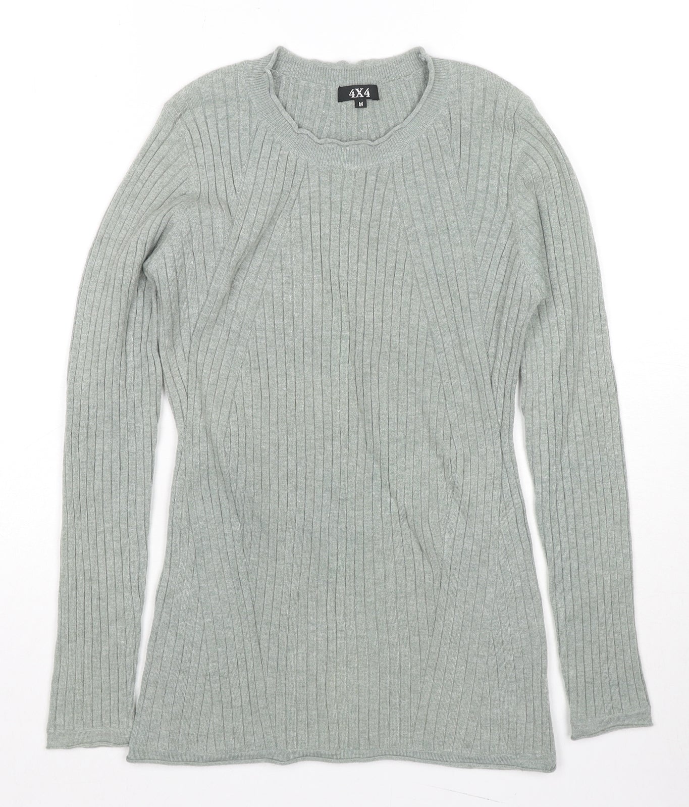 4X4 Womens Green Round Neck Viscose Pullover Jumper Size M