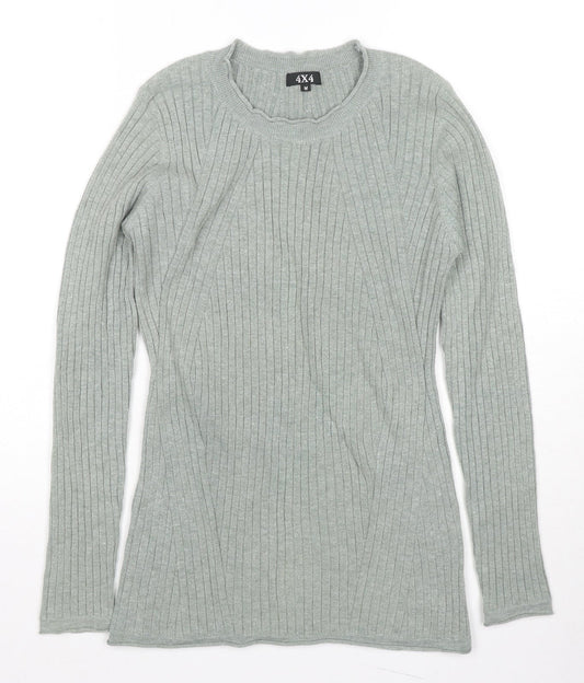 4X4 Womens Green Round Neck Viscose Pullover Jumper Size M