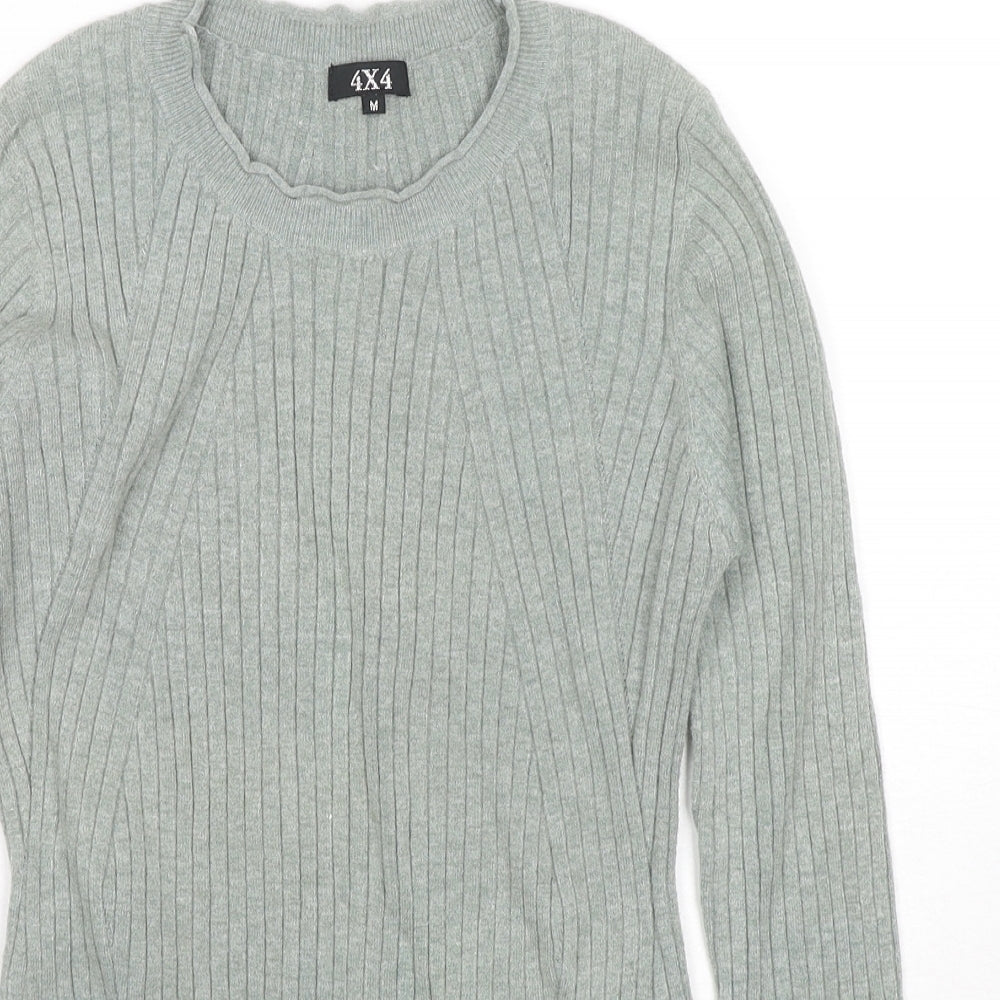 4X4 Womens Green Round Neck Viscose Pullover Jumper Size M