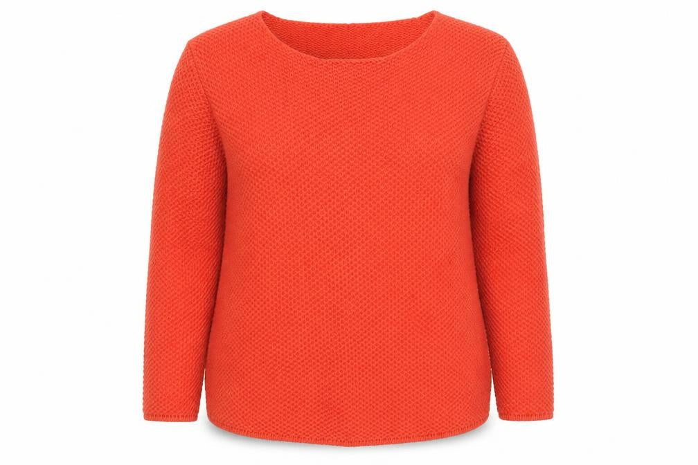 Bassini Womens Orange Round Neck Acrylic Pullover Jumper Size L