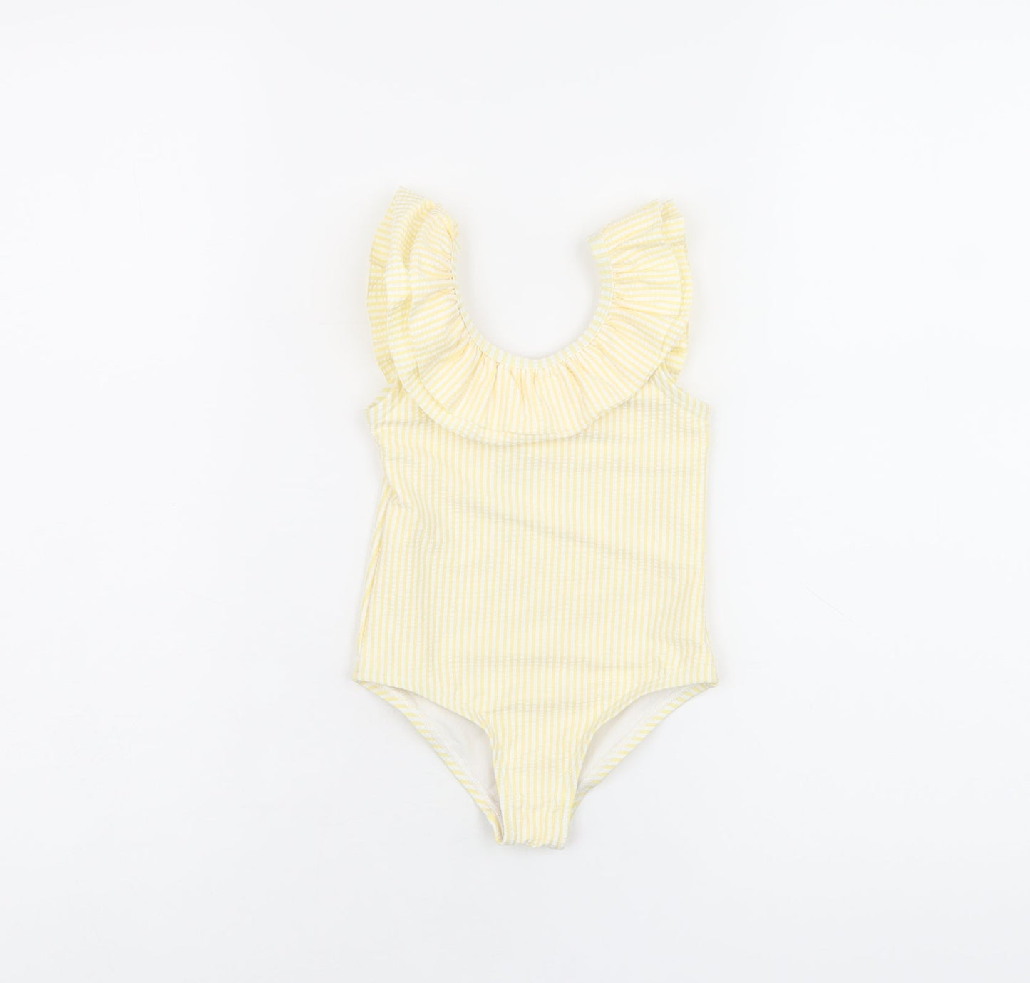 Marks and Spencer Girls Yellow Striped Polyester Bodysuit Outfit/Set Size 9-12 Months Pullover - Swimming Costume