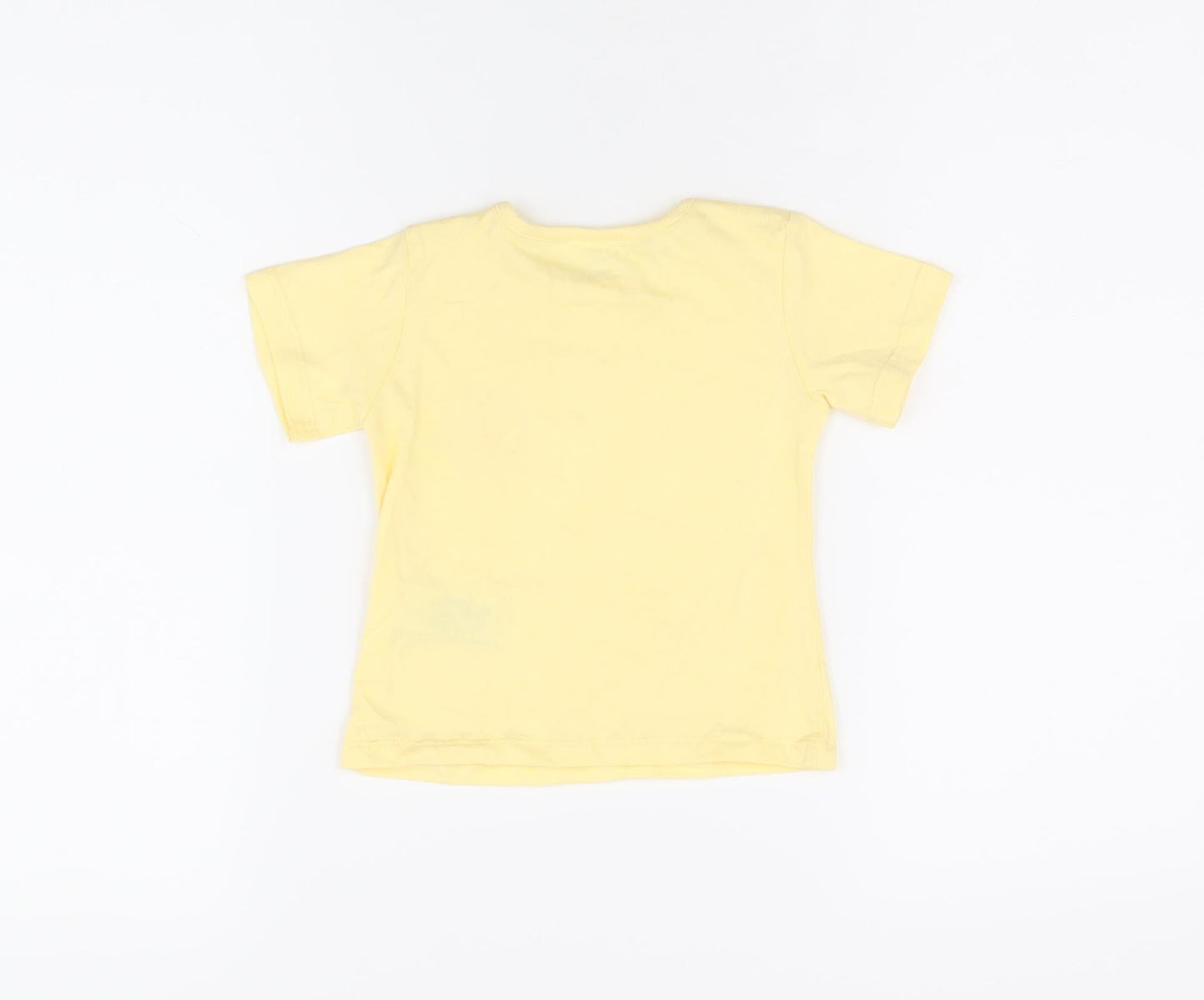 Marks and Spencer Baby Yellow Cotton Basic T-Shirt Size 6-9 Months Round Neck Snap - Bring Your Own Sunshine