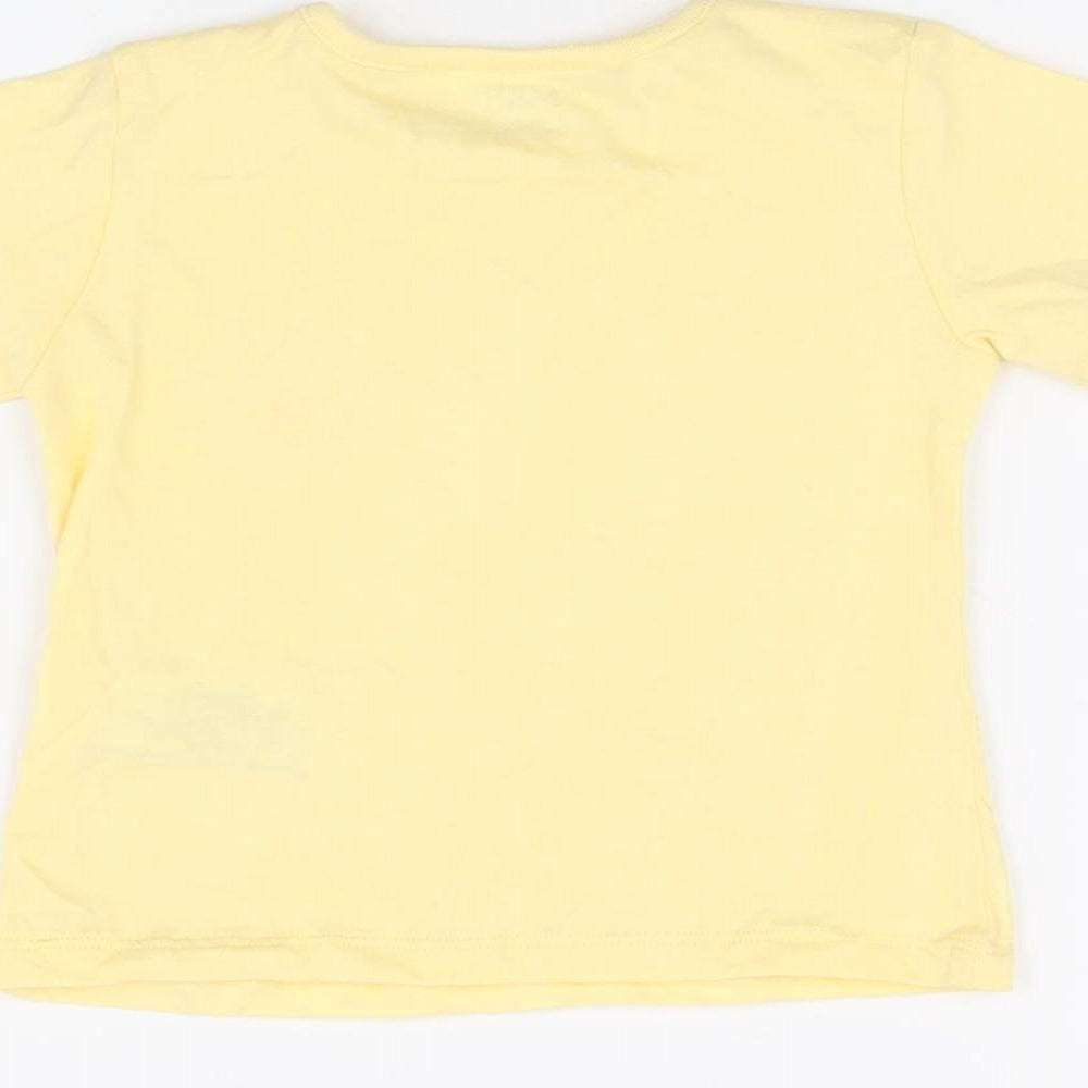 Marks and Spencer Baby Yellow Cotton Basic T-Shirt Size 6-9 Months Round Neck Snap - Bring Your Own Sunshine