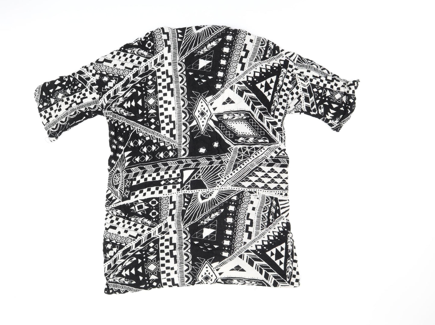 H&M Womens Black V-Neck Geometric Viscose Cardigan Jumper One Size