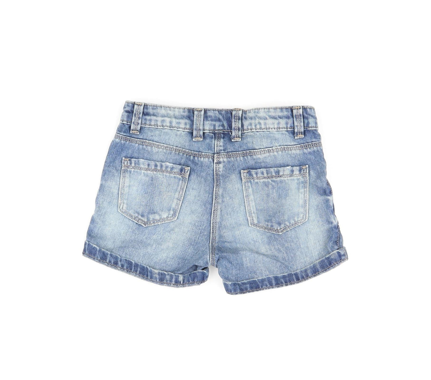 NEXT Girls Blue Cotton Boyfriend Shorts Size 6 Years Regular Zip
