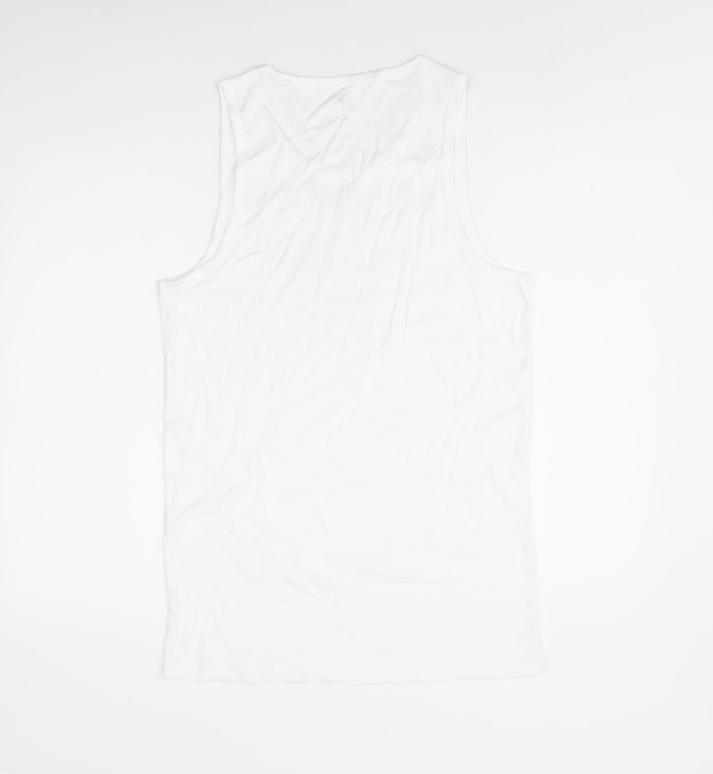 Marks and Spencer Womens White Cotton Basic Tank Size L Scoop Neck