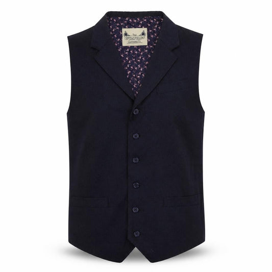Spitafields Mens Blue Geometric Polyester Jacket Suit Waistcoat Size 40 Regular