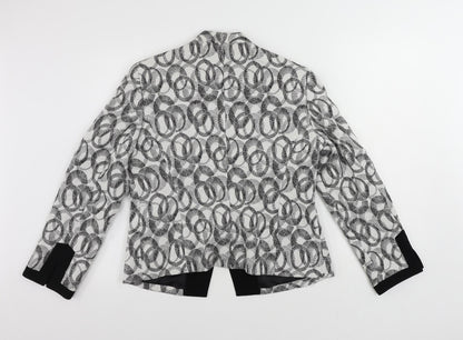 Kasper Womens Black Geometric Jacket Blazer Size 12 Button