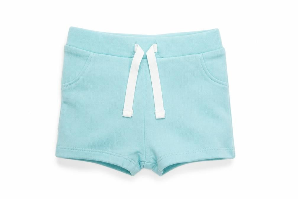 Marks & Spencer Baby Blue Cotton Cropped Trousers Size 3-6 Months Drawstring - Set