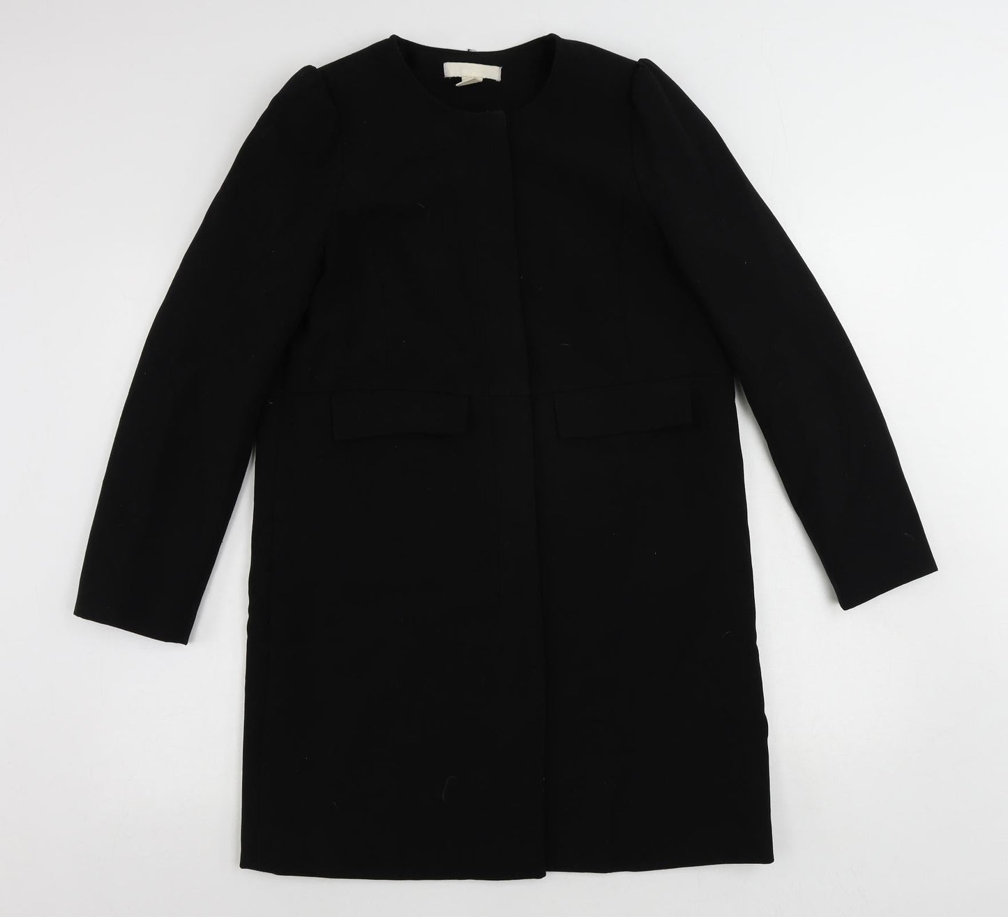 H&M Womens Black Overcoat Coat Size 10 Zip