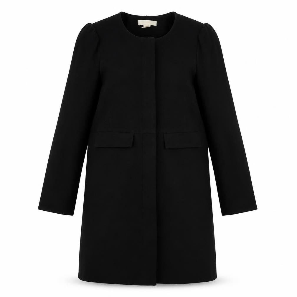 H&M Womens Black Overcoat Coat Size 10 Zip