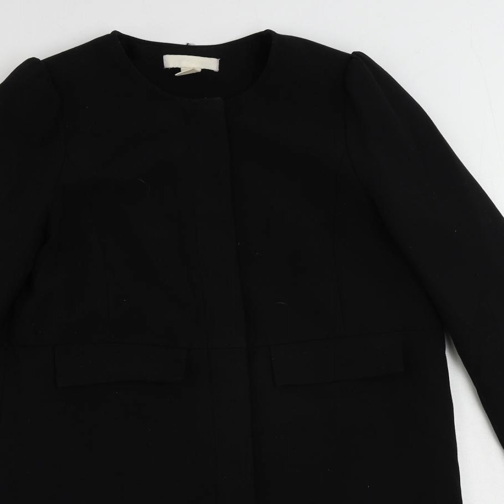 H&M Womens Black Overcoat Coat Size 10 Zip