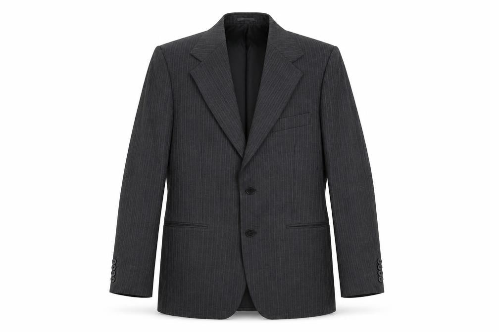St Michael Mens Grey Striped Wool Jacket Suit Jacket Size 38 Regular