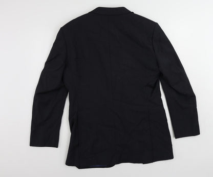 Back view of Autograph men’s blue wool jacket suit jacket, size 40, regular