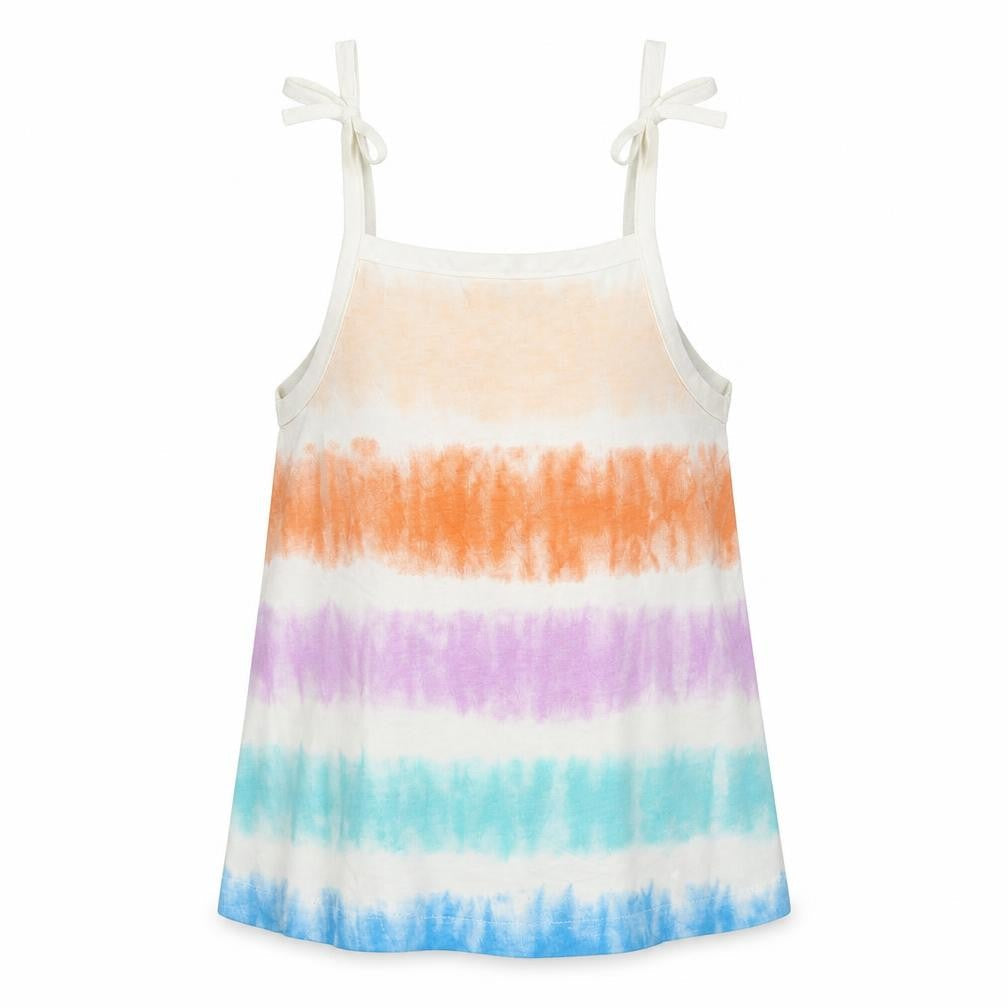 Marks & Spencer Girls Multicoloured Striped Cotton Camisole Tank Size 2-3 Years Square Neck Pullover - Tie Dye
