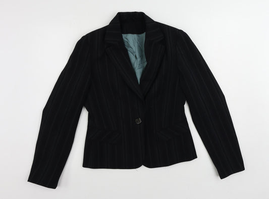 Dorothy Perkins Womens Black Striped Jacket Blazer Size 10 Button