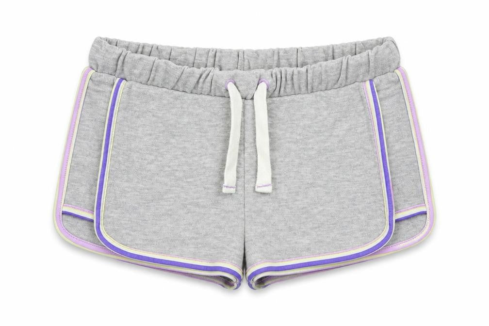 Marks & Spencer Girls Grey Cotton Sweat Shorts Size 6-7 Years Regular Drawstring - Contrasting Trim