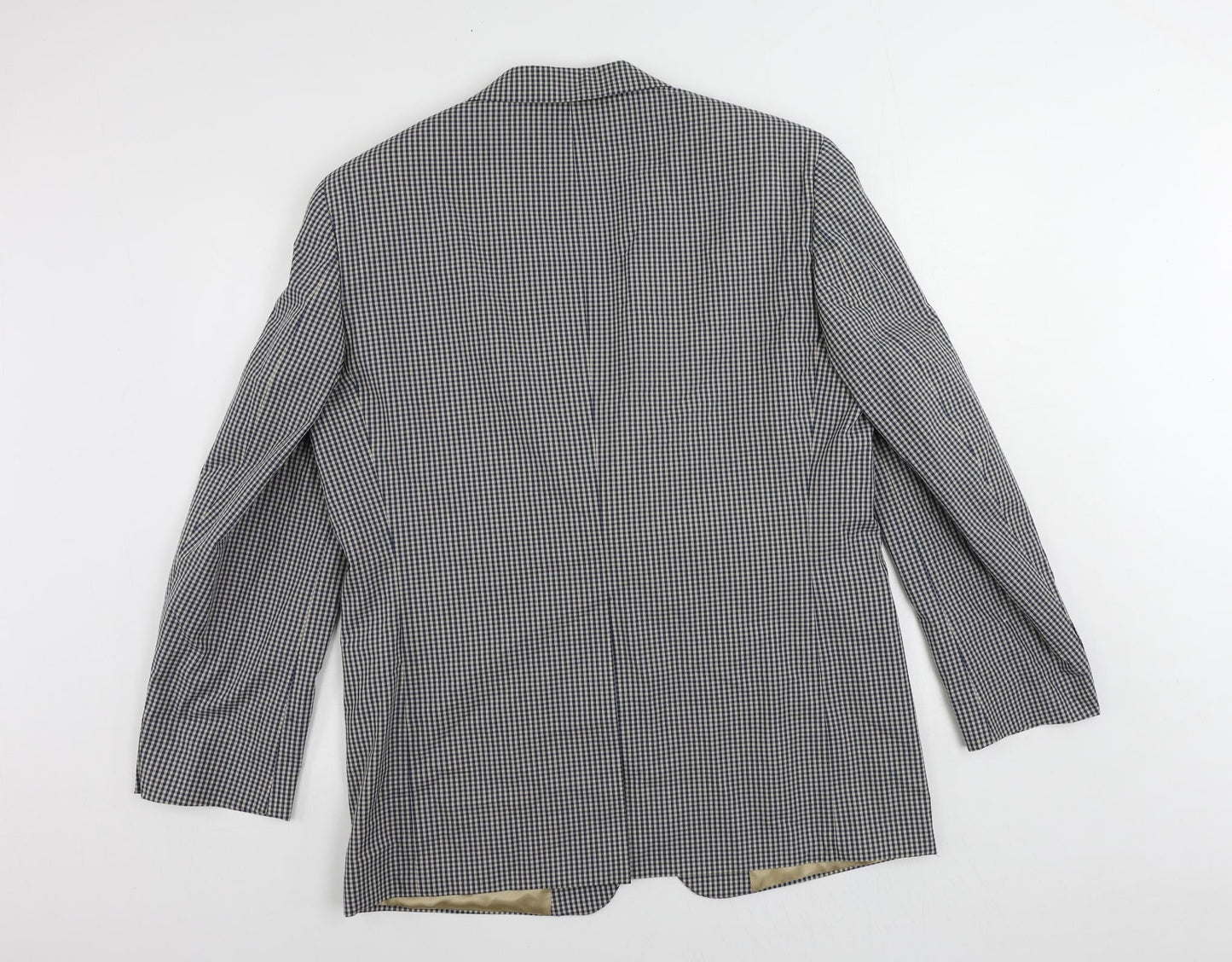 Orvis Mens Blue Check Polyester Jacket Blazer Size 42 Regular