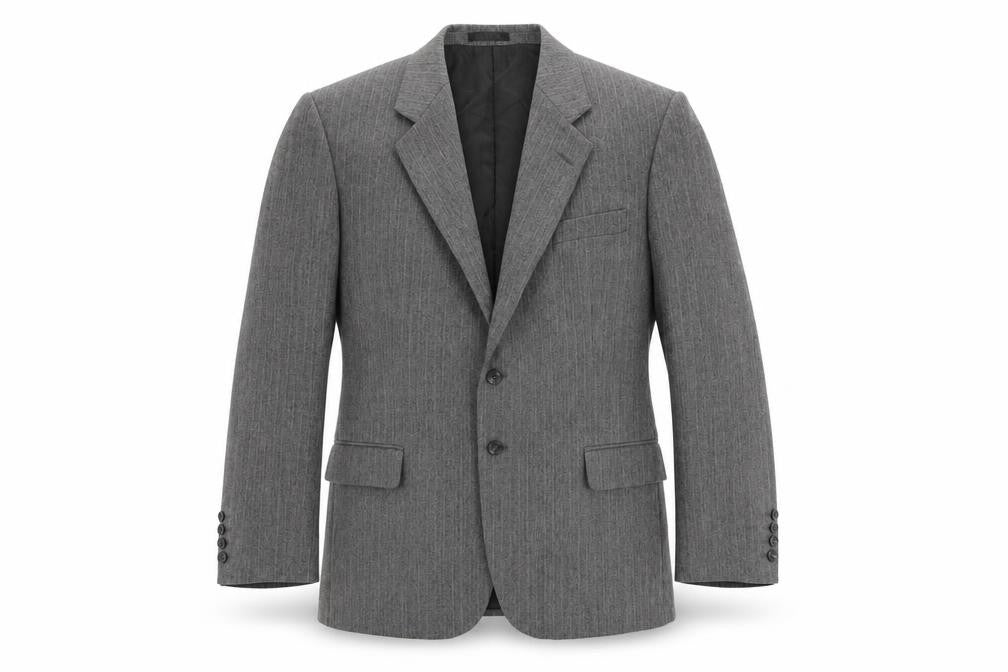 St Michael Mens Grey Striped Wool Jacket Suit Jacket Size 40 Regular