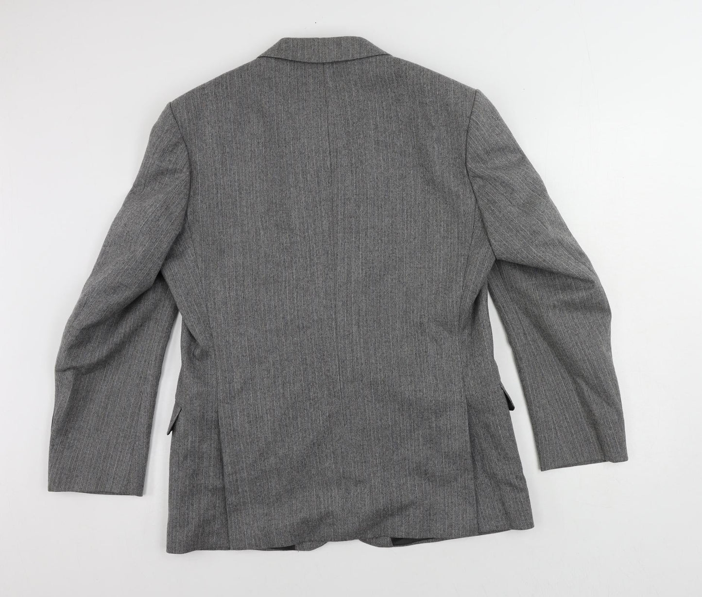 St Michael Mens Grey Striped Wool Jacket Suit Jacket Size 40 Regular