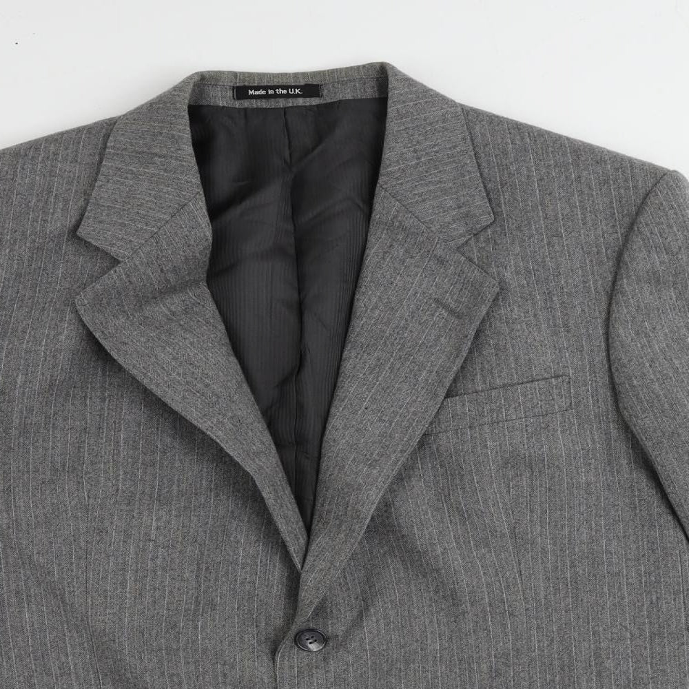 St Michael Mens Grey Striped Wool Jacket Suit Jacket Size 40 Regular
