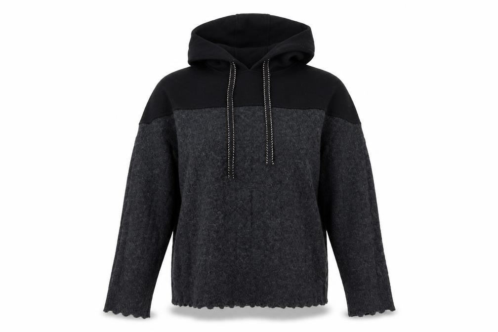 Louise Orop Womens Grey Acrylic Pullover Hoodie Size S Pullover
