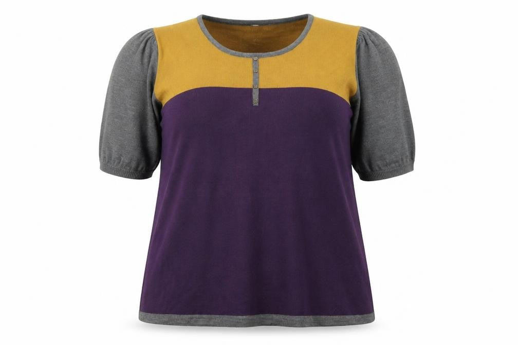Note Womens Multicoloured Colourblock Acrylic A-Line Size 24 Round Neck Pullover