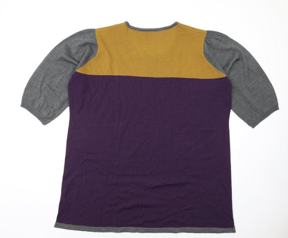 Note Womens Multicoloured Colourblock Acrylic A-Line Size 24 Round Neck Pullover