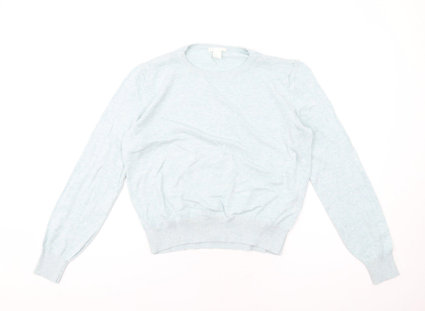 H&M Womens Blue V-Neck Viscose Pullover Jumper Size M