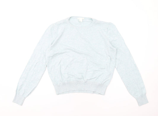 H&M Womens Blue V-Neck Viscose Pullover Jumper Size M