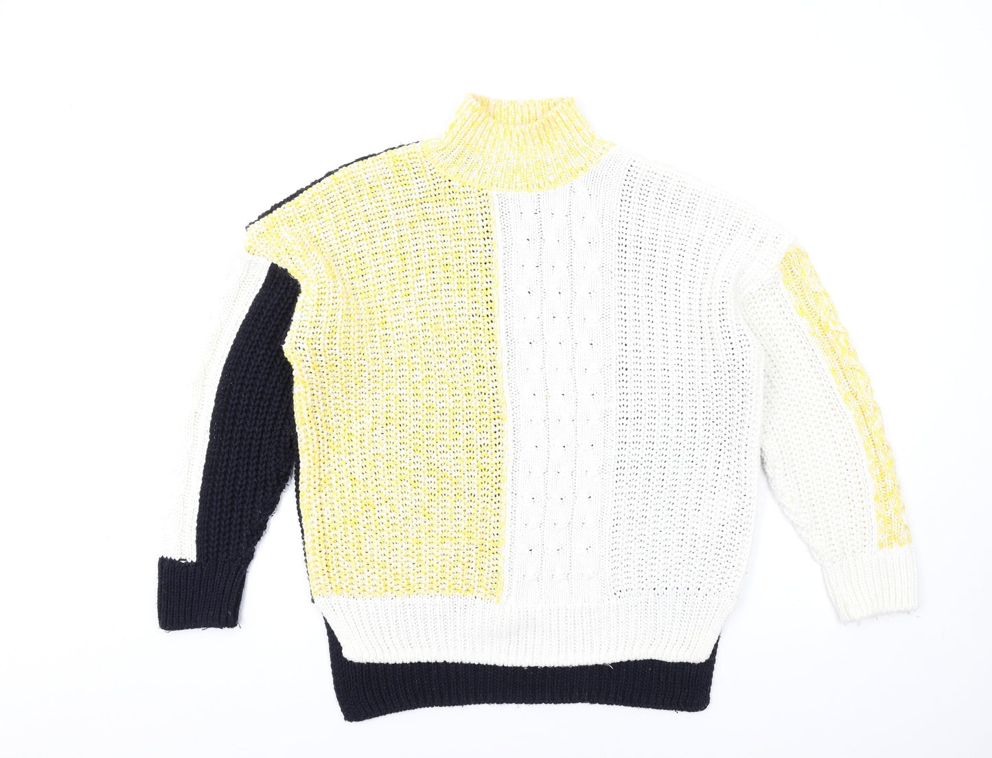 Marks and Spencer Womens Multicoloured High Neck Acrylic Pullover Jumper Size M