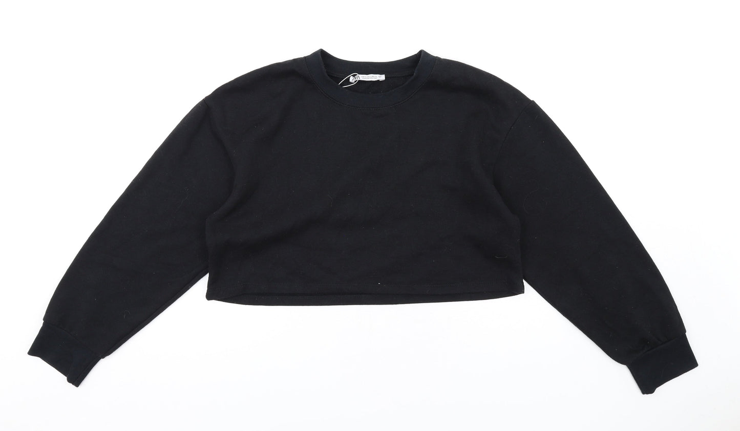 Zara Womens Black Cotton Pullover Sweatshirt Size S Pullover