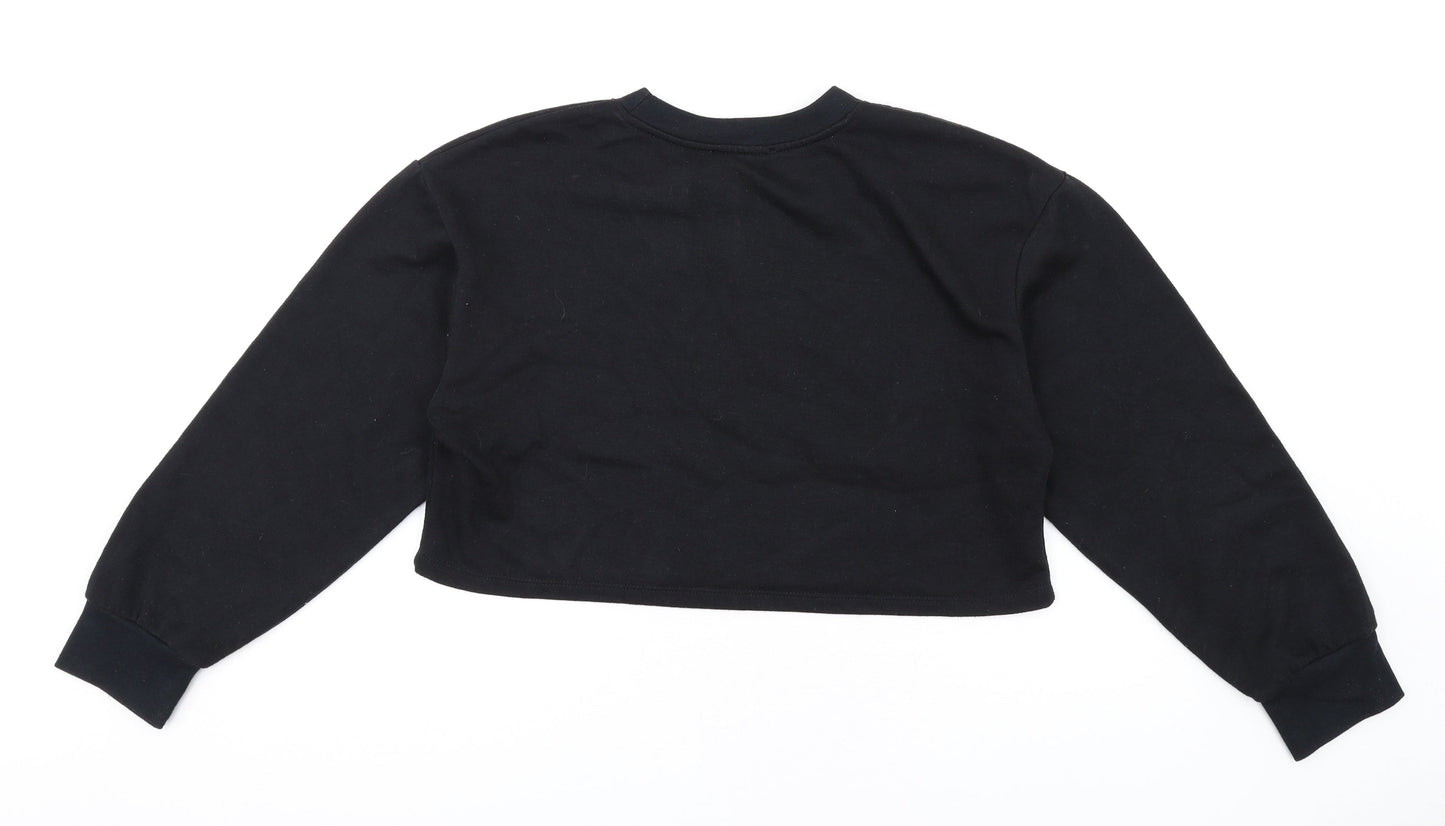 Zara Womens Black Cotton Pullover Sweatshirt Size S Pullover