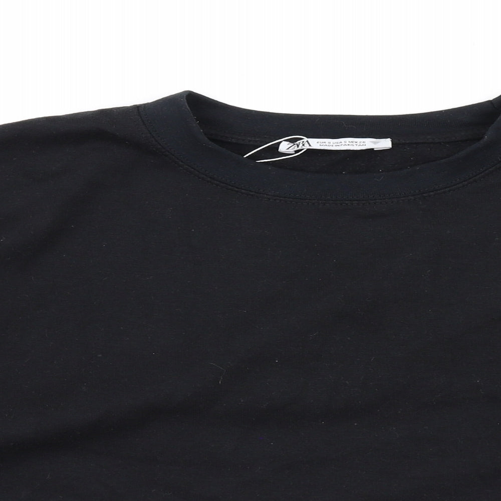 Zara Womens Black Cotton Pullover Sweatshirt Size S Pullover