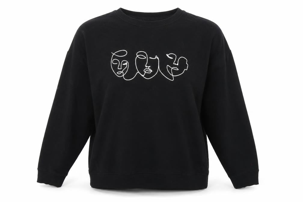 New Look Womens Black Cotton Pullover Sweatshirt Size S Pullover