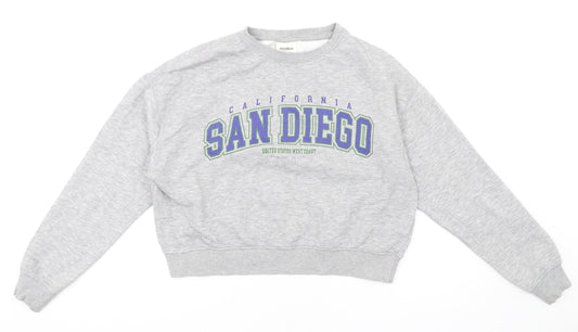 Pull&Bear Womens Grey Cotton Pullover Sweatshirt Size S Pullover