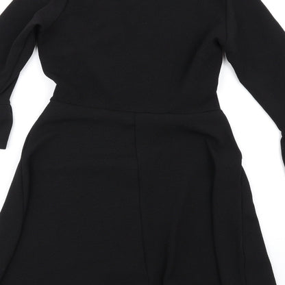 Dorothy Perkins Womens Black Polyester A-Line Size 6 Round Neck Pullover
