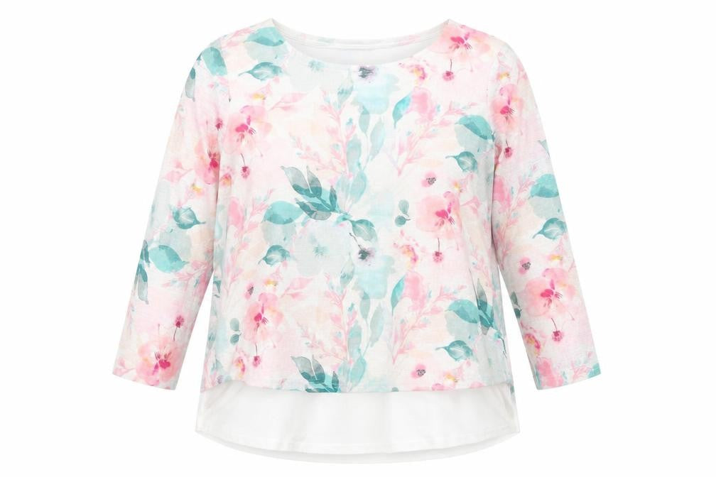 Just Elegance Womens Multicoloured Floral Polyester Basic T-Shirt Size 16 Round Neck