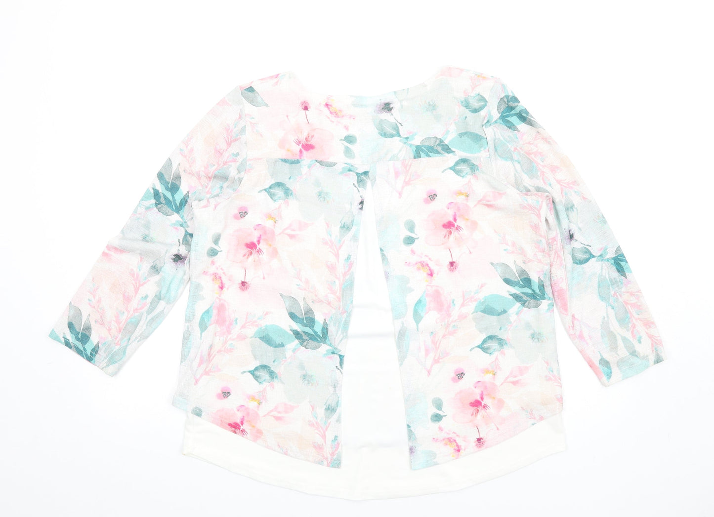 Just Elegance Womens Multicoloured Floral Polyester Basic T-Shirt Size 16 Round Neck