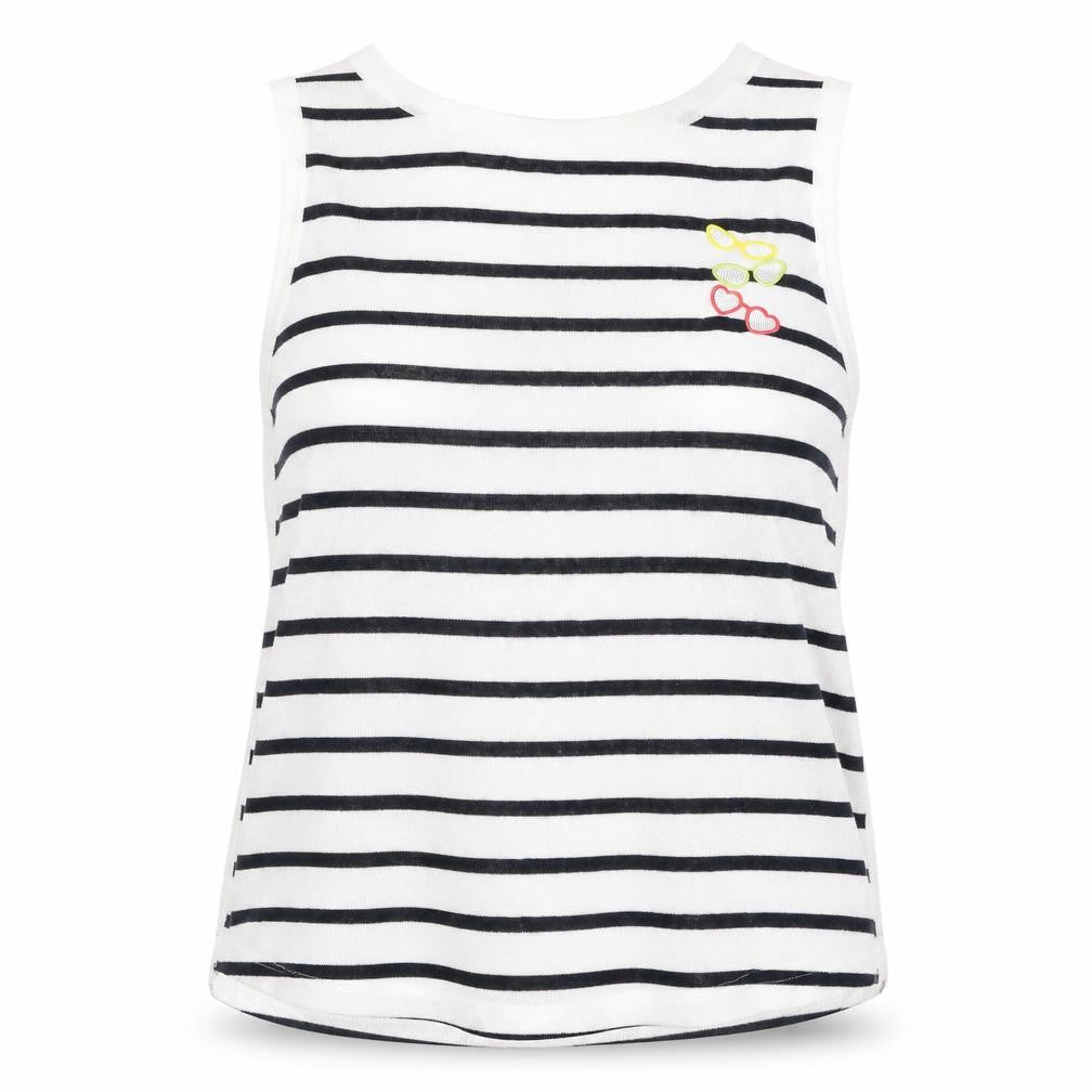 NEXT Womens Ivory Striped Acrylic Basic Tank Size S Round Neck