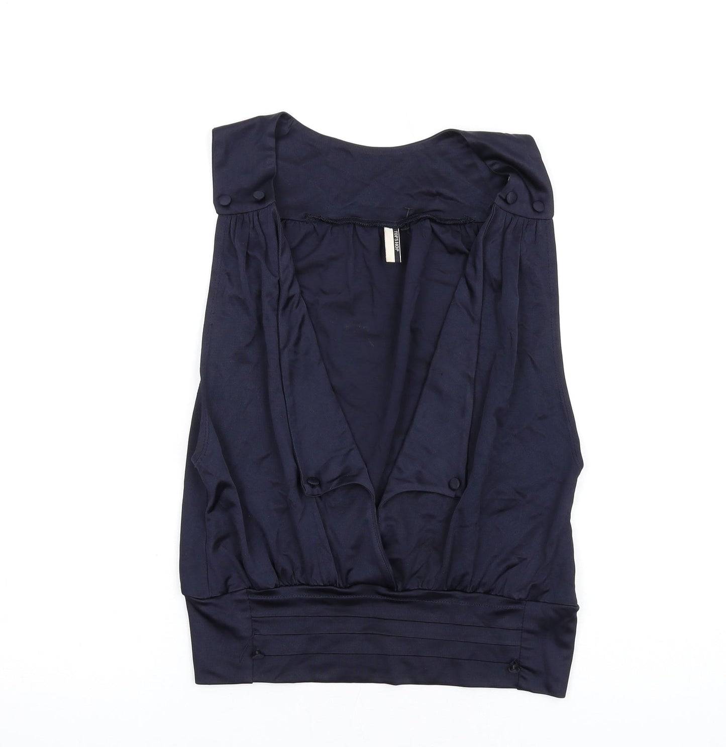 Topshop Womens Blue Viscose Basic Tank Size 10 V-Neck