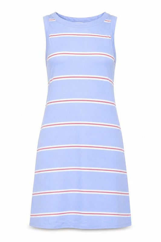 Marks & Spencer Womens Blue Striped Cotton Tank Dress Size S Crew Neck Pullover