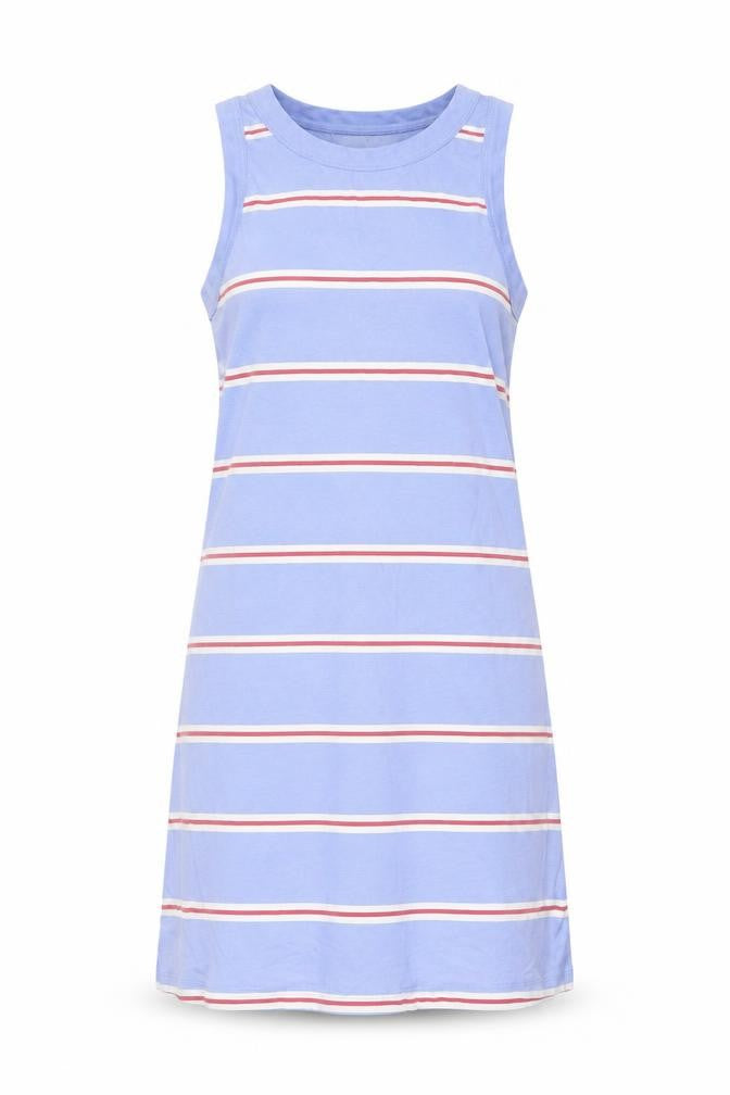 Marks & Spencer Womens Blue Striped Cotton Tank Dress Size S Crew Neck Pullover