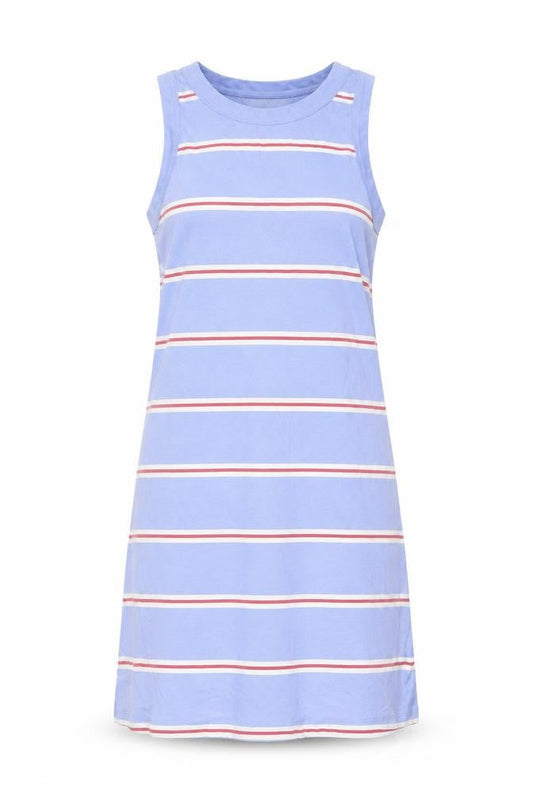 Marks & Spencer Womens Blue Striped Cotton Tank Dress Size S Crew Neck Pullover