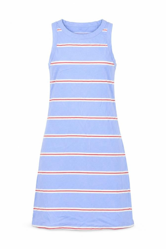 Marks & Spencer Womens Blue Striped Cotton Tank Dress Size S Crew Neck Pullover