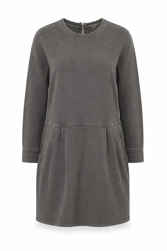 Gap Womens Grey 100% Cotton Jumper Dress Size XL Round Neck Zip - Pockets
