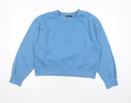 Zara Womens Blue Polyester Pullover Sweatshirt Size L Pullover