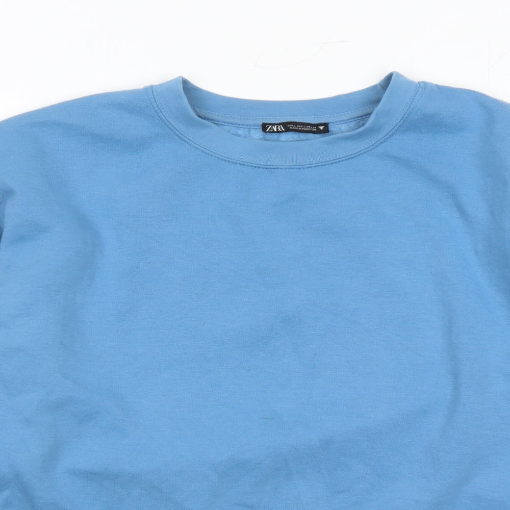 Zara Womens Blue Polyester Pullover Sweatshirt Size L Pullover