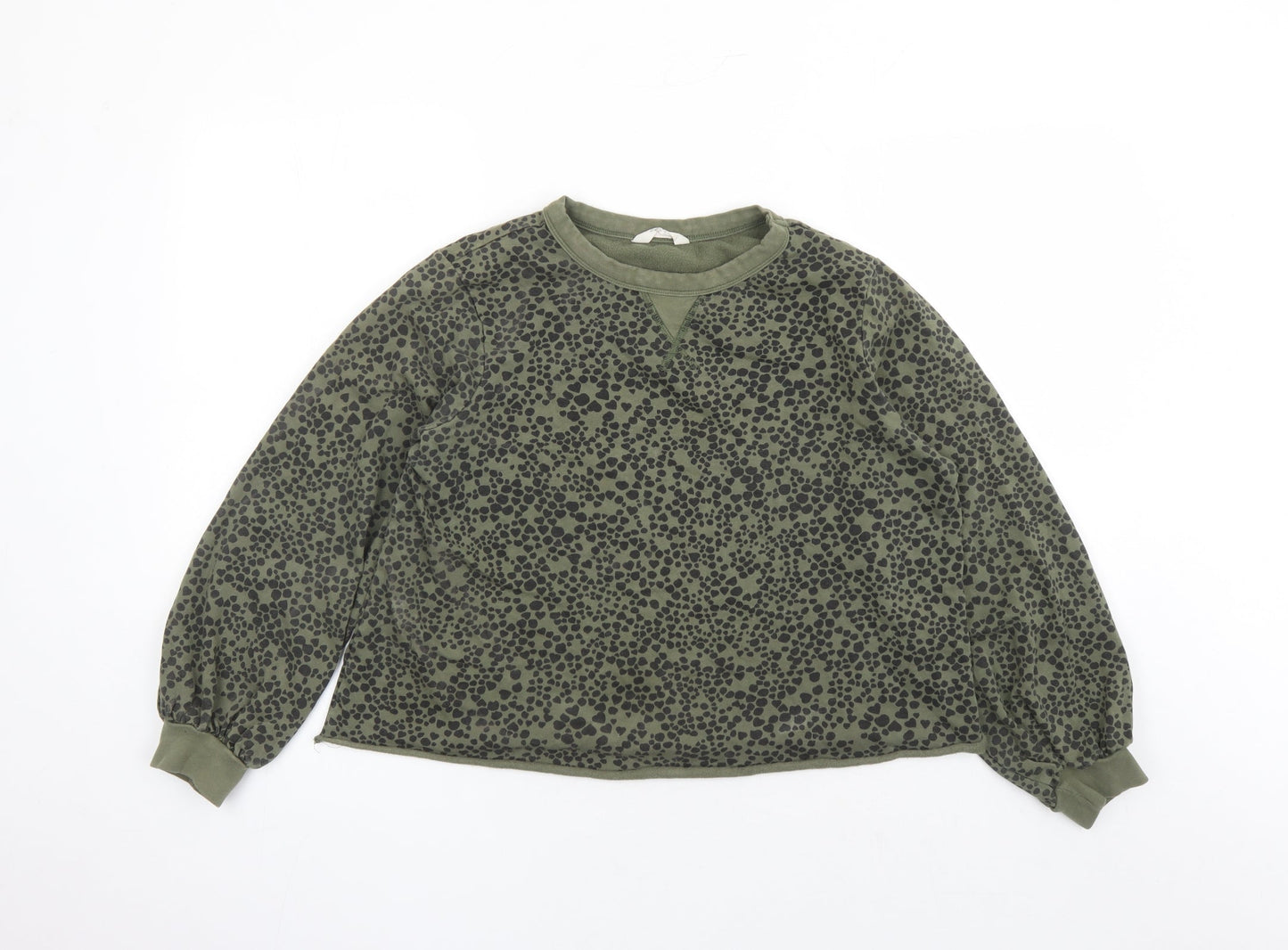 John Lewis Womens Green Polyester Pullover Sweatshirt Size S Pullover - Heart Pattern