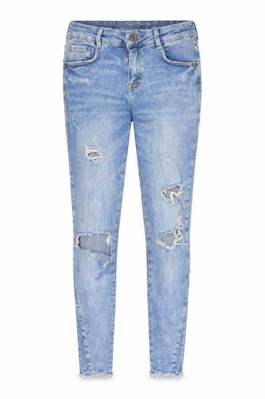Zara Womens Blue Cotton Skinny Jeans Size 26 in L27 in Regular Zip - Raw Hems
